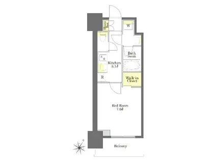 プライムメゾン白金高輪(1K/4階)の間取り写真