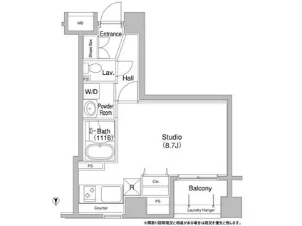コンフォリア銀座イースト(ワンルーム/3階)の間取り写真