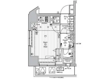 PREMIUM CUBE代々木上原(ワンルーム/3階)の間取り写真