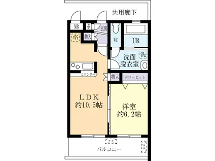 シャトーひたち野(1LDK/3階)の間取り写真