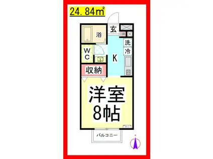 DLテールポワール(1K/1階)の間取り写真