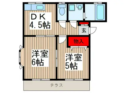 コリンヌ白幡B(2DK/1階)の間取り写真