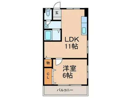 アーバン六甲(1LDK/2階)の間取り写真