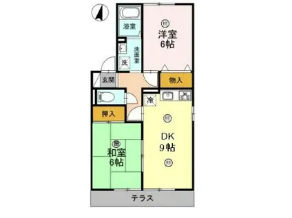 シャトーKANAHO(2DK/1階)の間取り写真