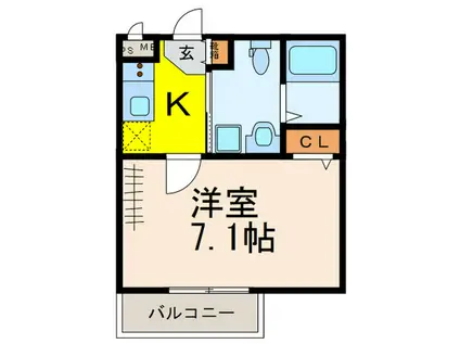 ウインズコート天神II(1K/3階)の間取り写真