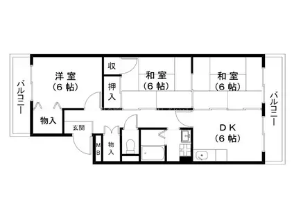 レジデンス三宅(3DK/2階)の間取り写真