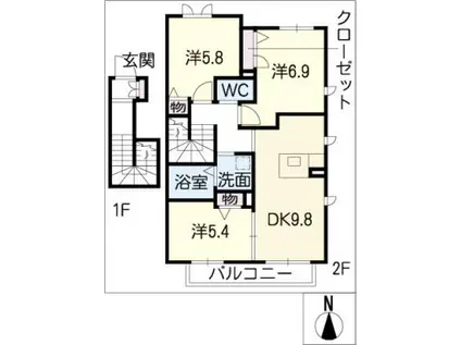 メゾン ジュイエ(3DK/2階)の間取り写真
