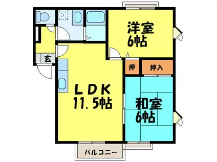 ティアラMERRY(2LDK/2階)の間取り写真