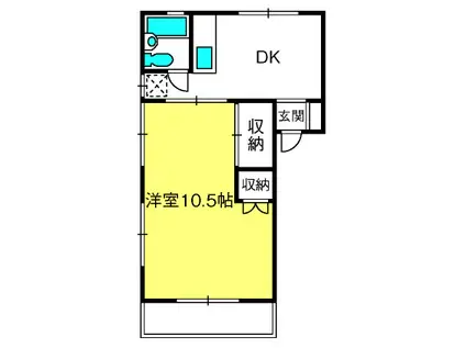 パールハイツ(1DK/1階)の間取り写真