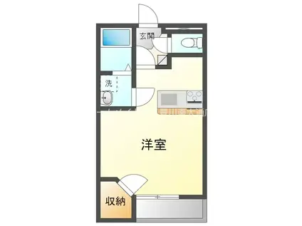 レオネクストキューブ赤代(1K/1階)の間取り写真