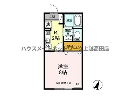 グリーンフォレスト(1K/2階)の間取り写真