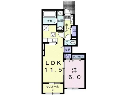 パイシーズ片島II(1LDK/1階)の間取り写真