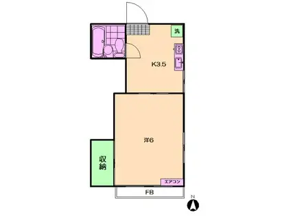 ルージュ上井草(1K/2階)の間取り写真