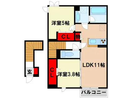 D-ROOM TK(2LDK/2階)の間取り写真