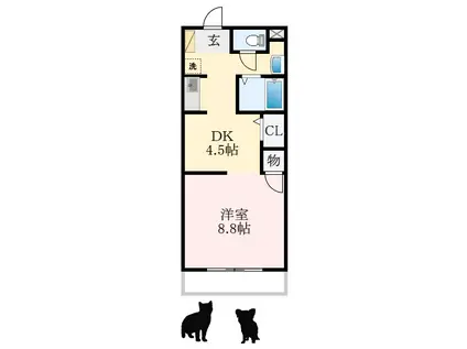 グランフルーリ(1DK/3階)の間取り写真