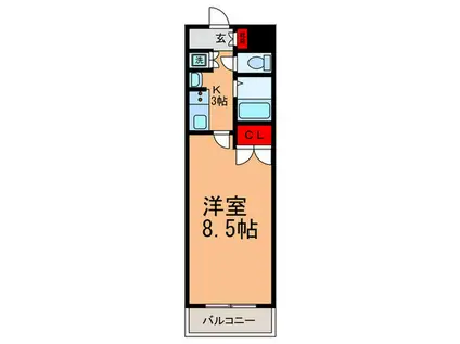 ブリリアントコート(1K/7階)の間取り写真