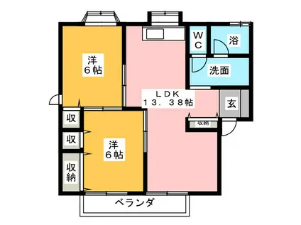 メイプル木下(2LDK/1階)の間取り写真