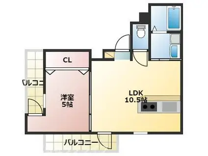 ブロンテ加古川(1LDK/2階)の間取り写真