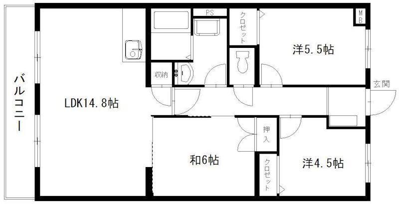 エスペランサAOI(3LDK/3階)の間取り写真