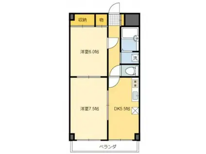 トランブルアパルトメント(2DK/2階)の間取り写真