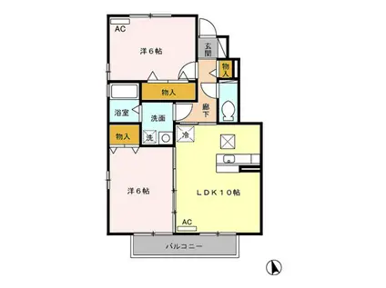 メゾン ルーチェ(2LDK/1階)の間取り写真