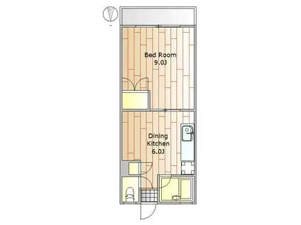 パルデンス中町(1DK/2階)の間取り写真