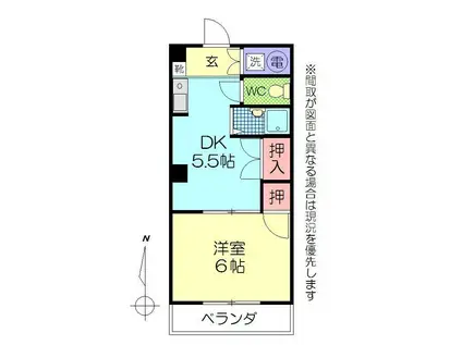 サンリラ中央(1DK/7階)の間取り写真