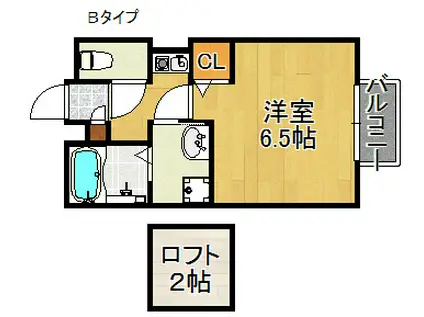 フローラ岡本A・B棟(1K/2階)の間取り写真