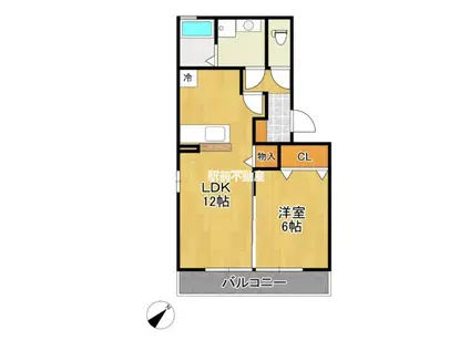 ヴァンクール B棟(1LDK/3階)の間取り写真