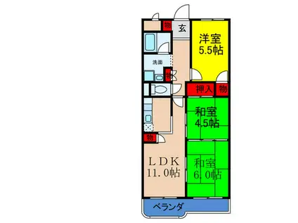 サンライズ御瑞宝(3LDK/9階)の間取り写真