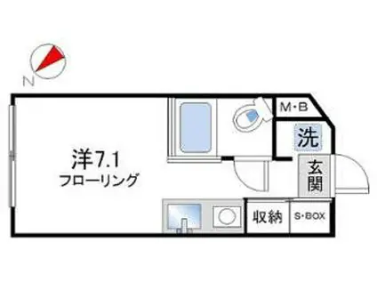 CASA KS(ワンルーム/2階)の間取り写真