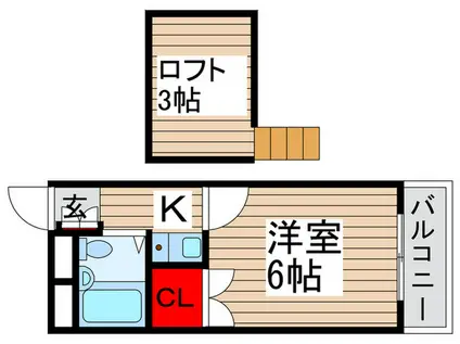 ミルフォイユ常盤平(1K/2階)の間取り写真