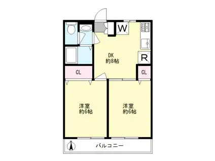 ベルジェ新百合ヶ丘(2DK/3階)の間取り写真