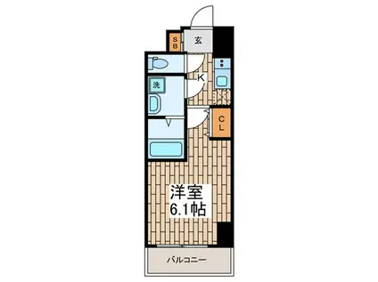 ディームス品川戸越II(1K/6階)の間取り写真