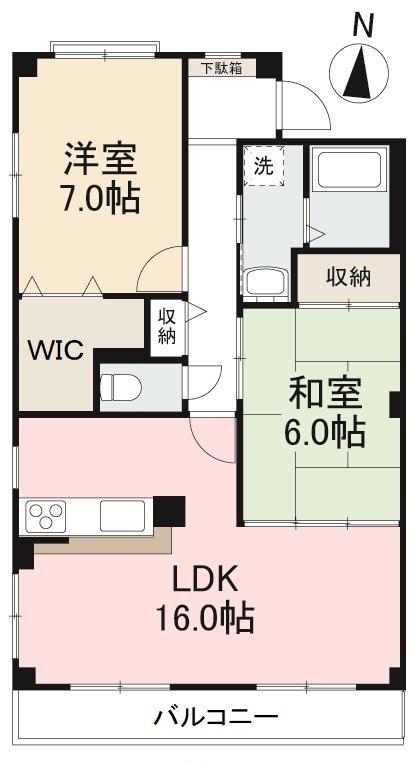 フォブールK(2LDK/3階)の間取り写真