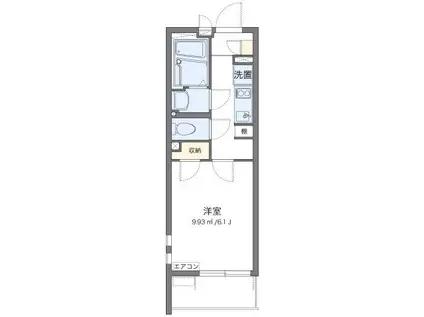 クレイノうたり(1K/4階)の間取り写真