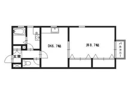 プロヴァンス富永(1DK/2階)の間取り写真