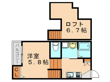 アルバトロスIII(1SK/2階)の間取り写真
