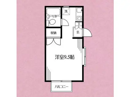 ラブリーワン(ワンルーム/1階)の間取り写真