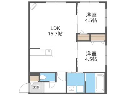 ONE STAGE琴似 ワンステージコトニ(2LDK/4階)の間取り写真