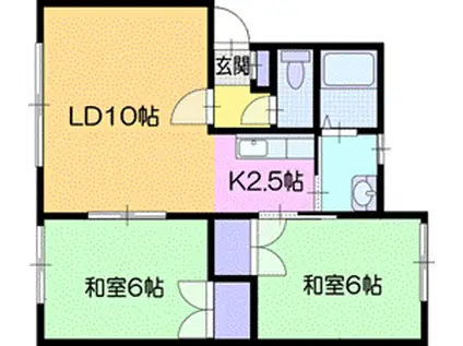 ハイツ井元Ⅱ(2LDK/1階)の間取り写真