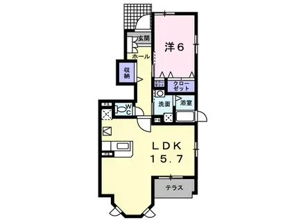 フラン・ラフレシールI(1LDK/1階)の間取り写真