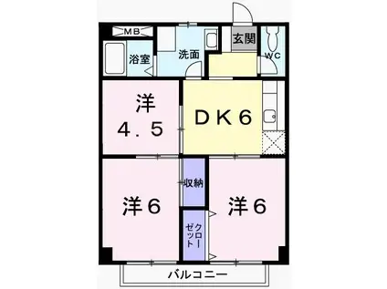 コットンハウス(3DK/2階)の間取り写真