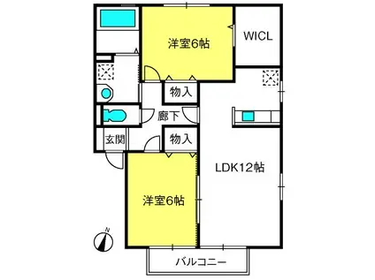 エクレール・パルク(2LDK/1階)の間取り写真