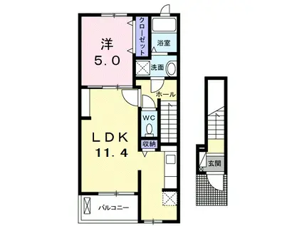 エテ・ボヌール2(1LDK/2階)の間取り写真