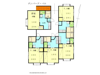 サンバーラ・ベル(1K/2階)の間取り写真