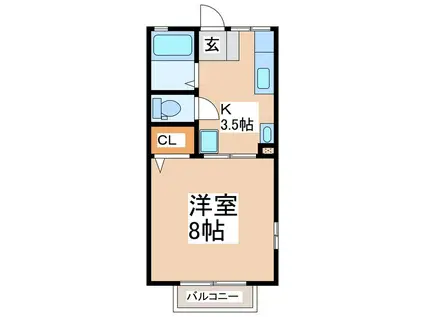 シティハイムコクブB棟(1K/2階)の間取り写真