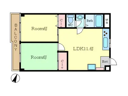 CLAIRE鶴見(2LDK/3階)の間取り写真