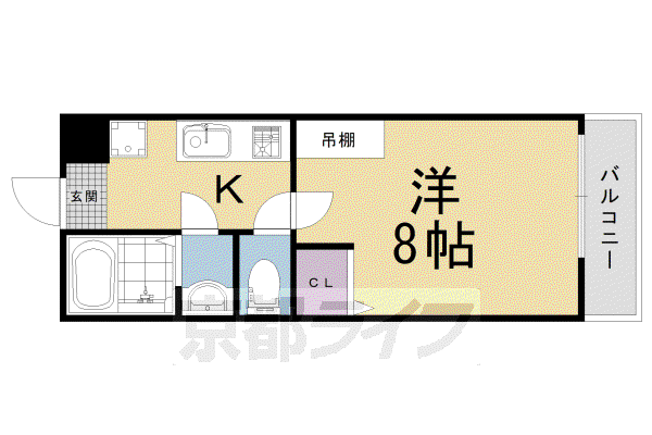 COCO三条天神川(1K/1階)の間取り写真