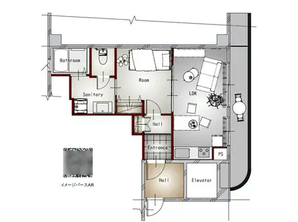 ラ・ベルロシェ(1LDK/4階)の間取り写真